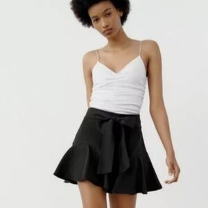 Black Ruffle Belted Bow Skort ZARA